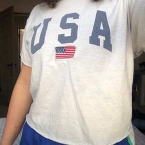 White USA Brandy Melville cropped shirt